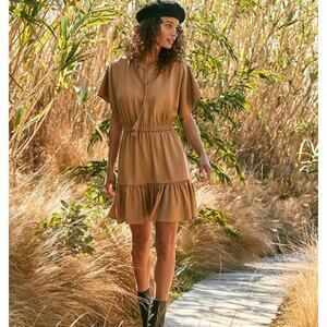 Trina Turk Out Of Office Mahalo Flutter Sleeve Dress Tencel Dress Small